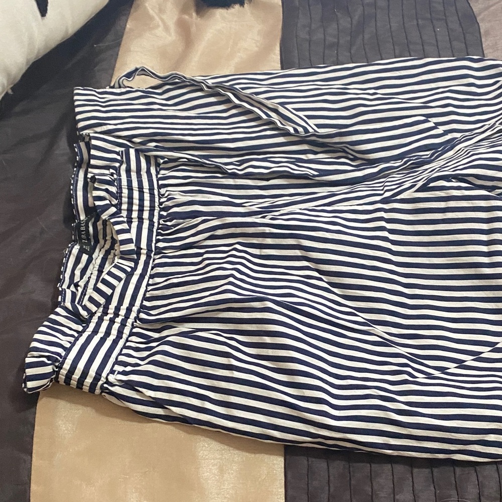 Zara Navy and White Striped Pants